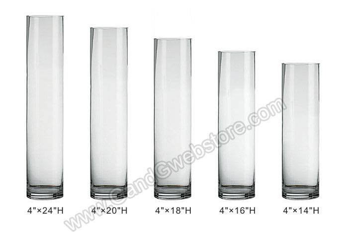 4" X 16" Cylinder Glass Vase Clear
