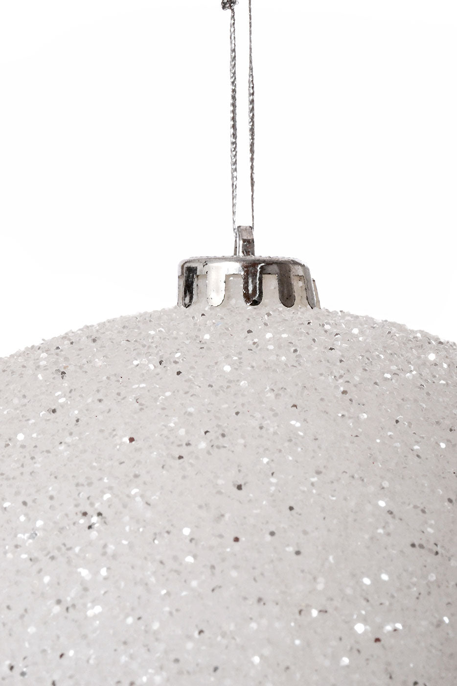 200Mm Glitter Ball Ornament White