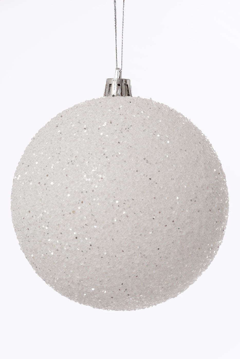 100mm Glitter Ball Ornament Bx-6 White