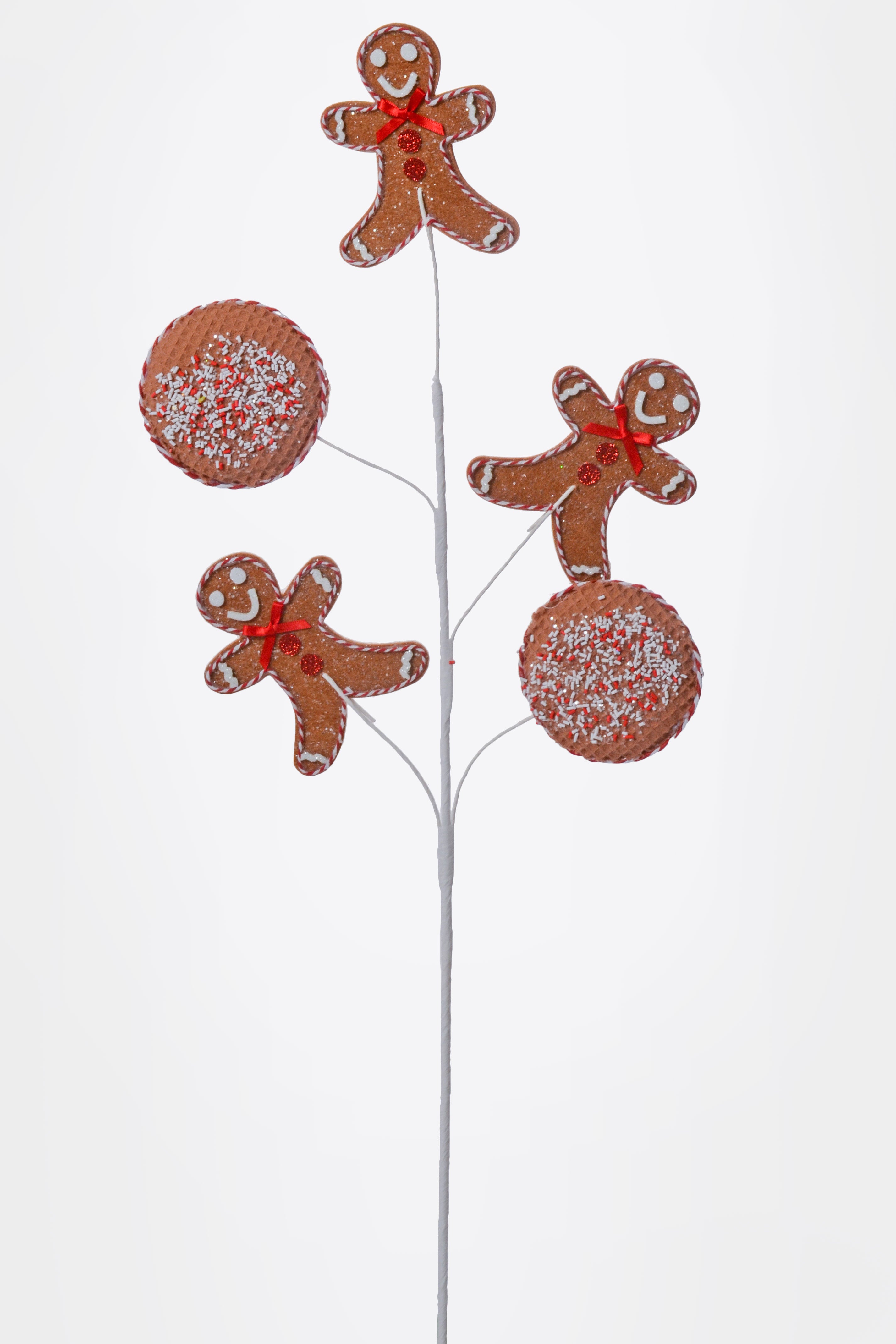 29" Gingerbread Spray Natural/Red