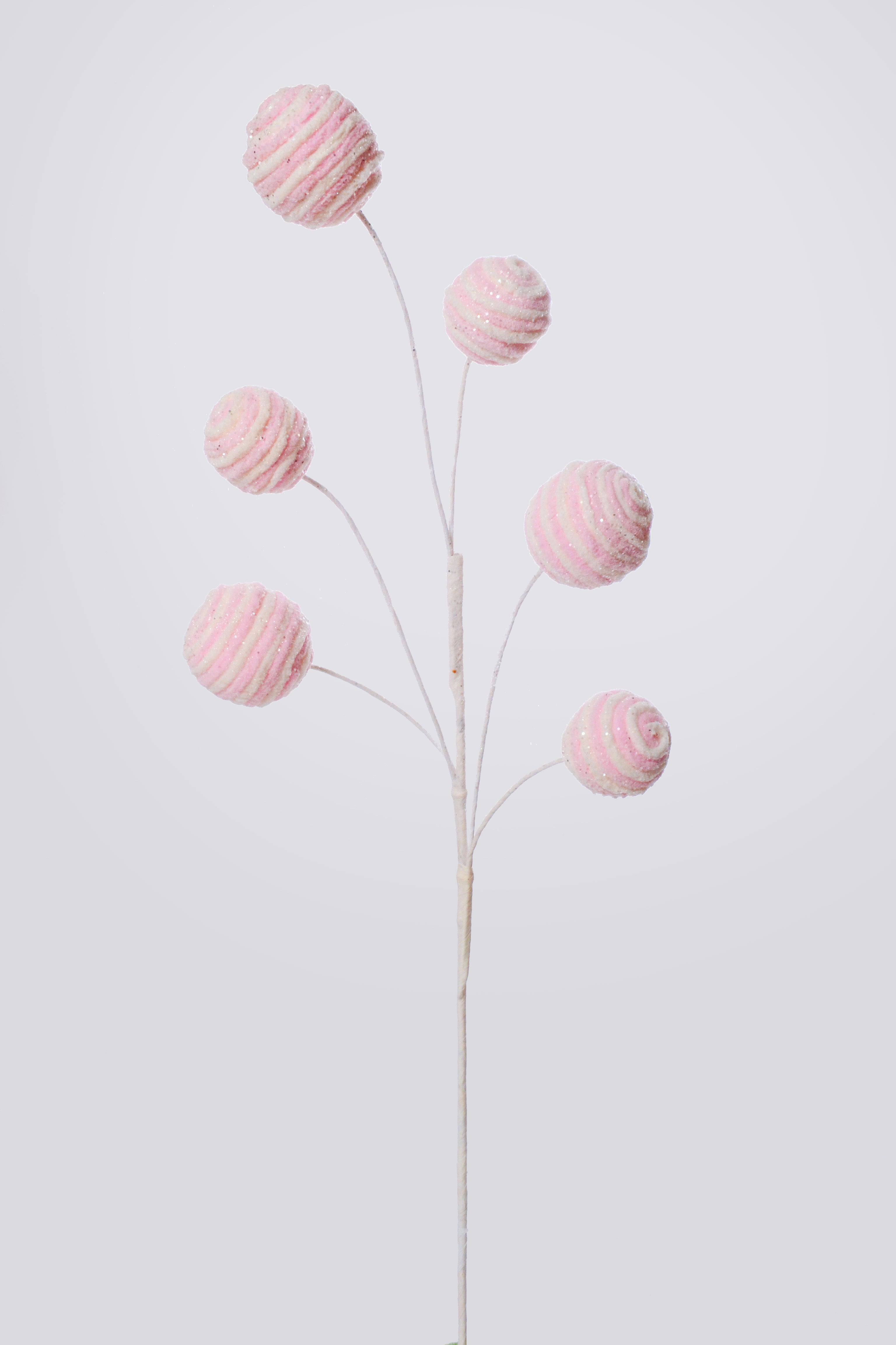 28" Ball Spray Pink/White