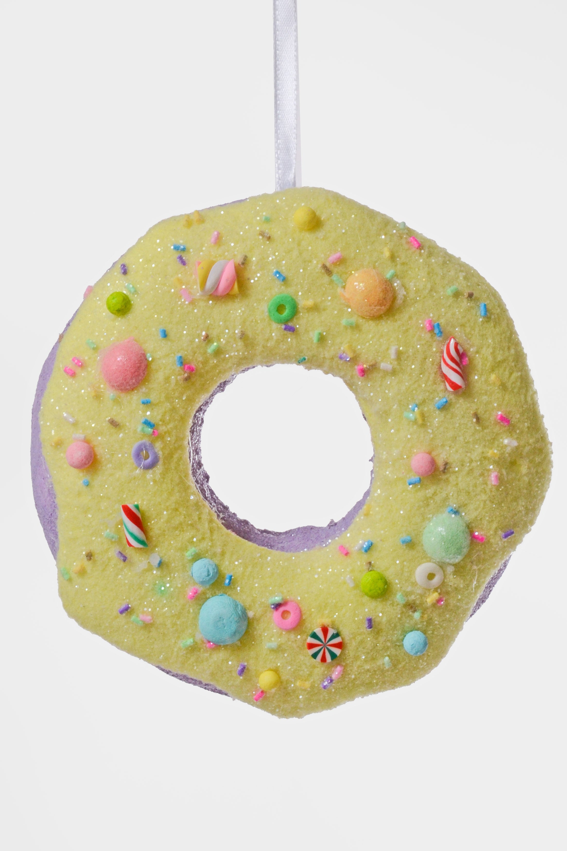 5.75" Donut Ornament Yellow/Lavender