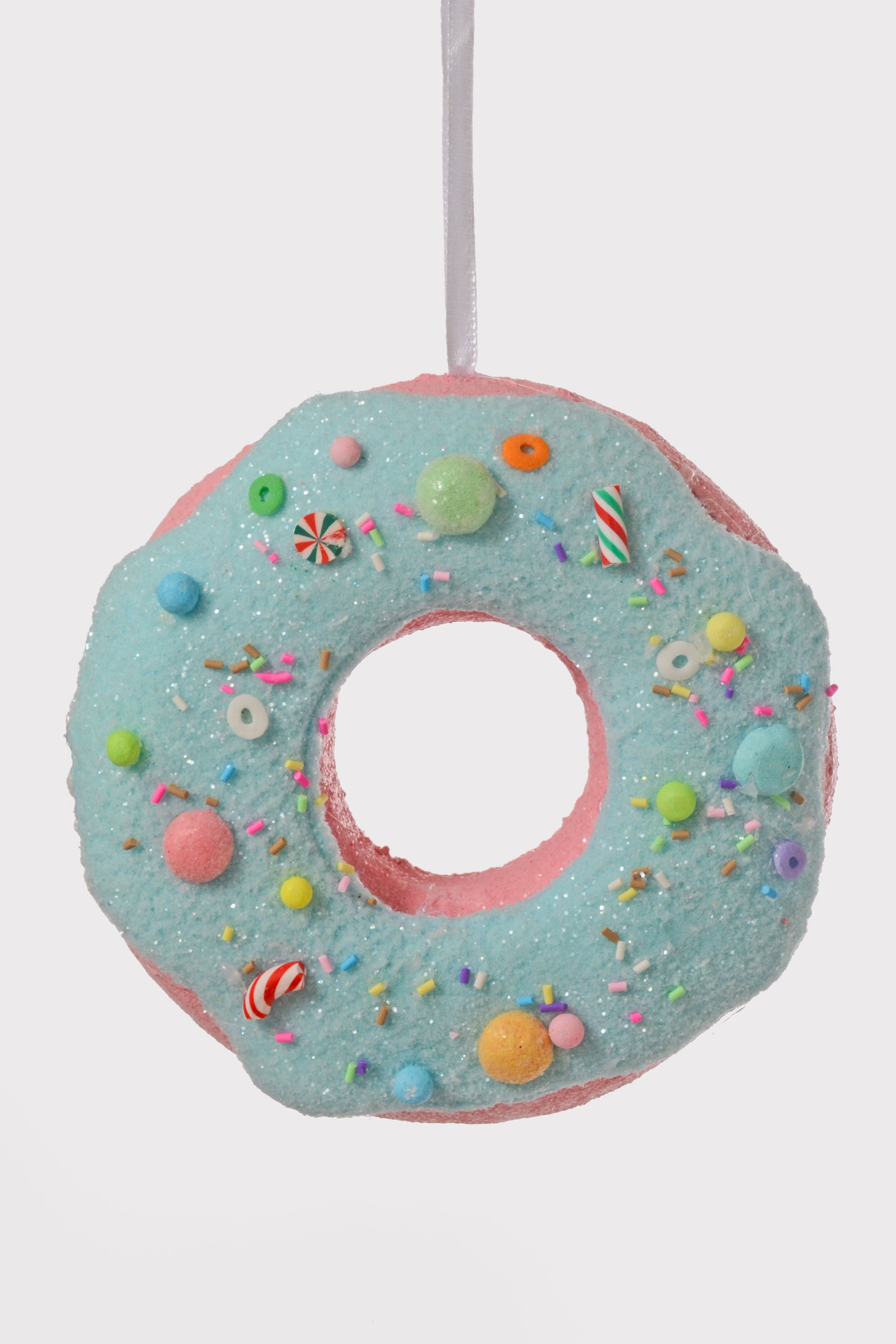 5.75" Donut Ornament Blue/Pink