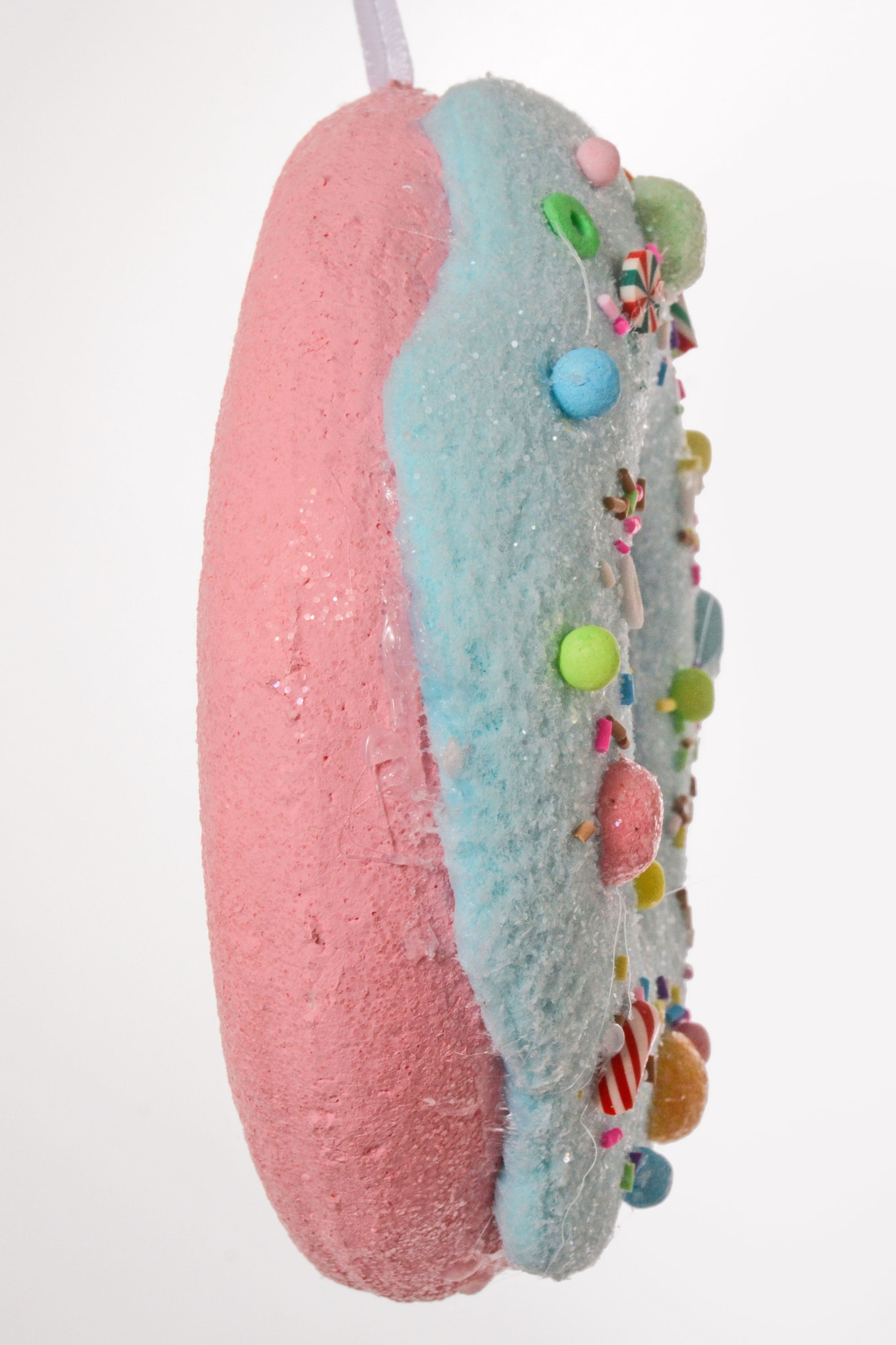 5.75" Donut Ornament Blue/Pink