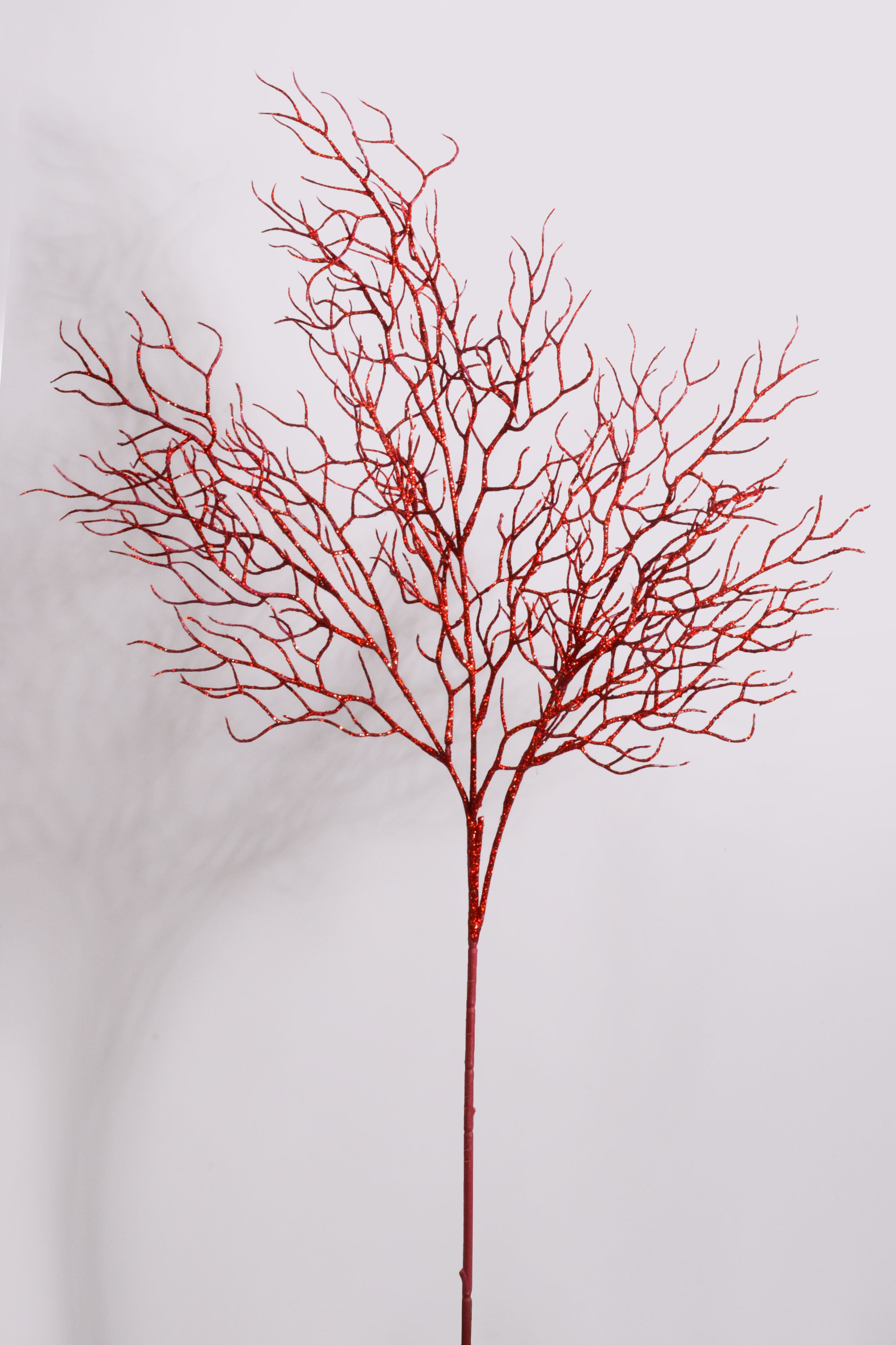 34" Glitter Twig Spray Red