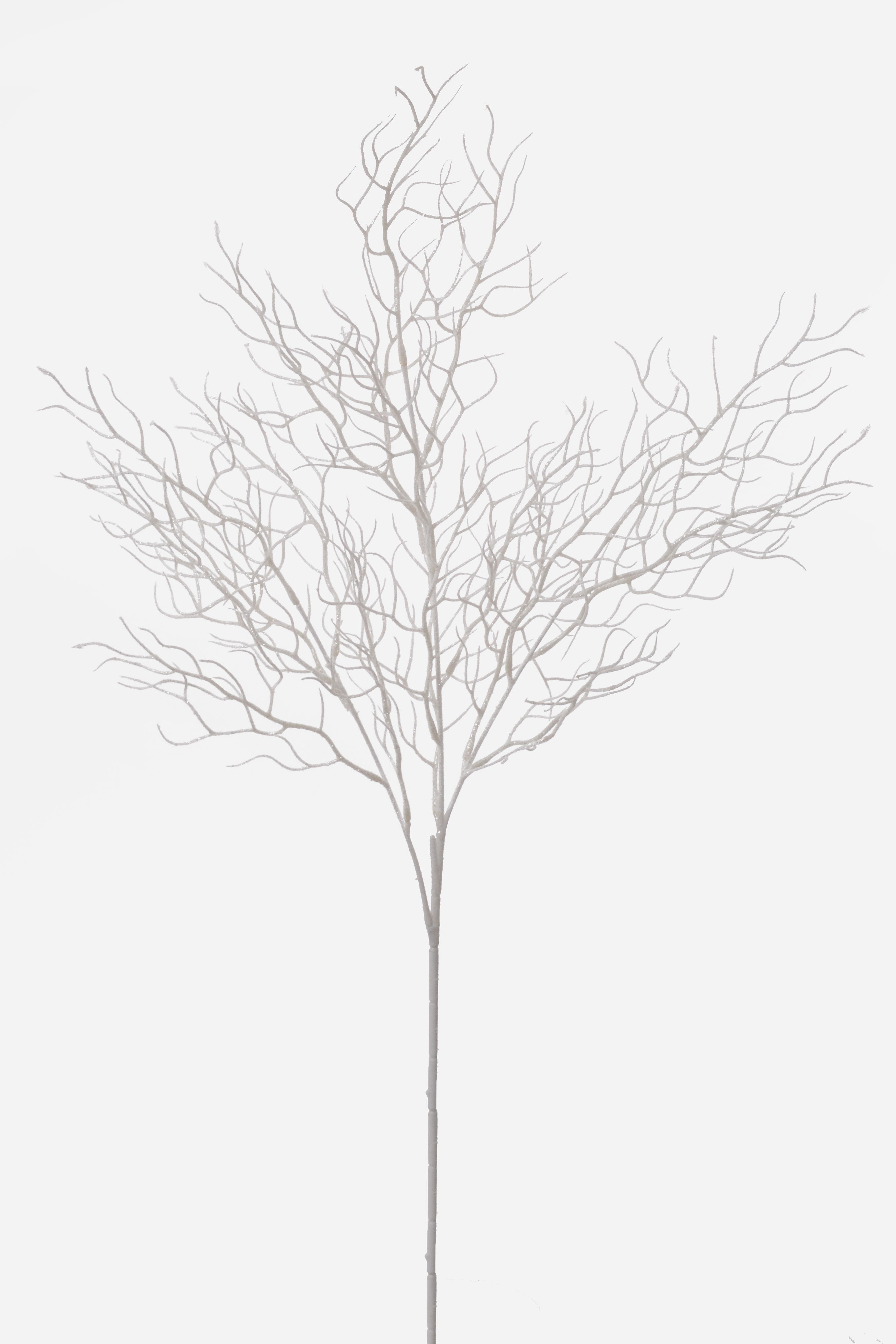34" Glitter Twig Spray White
