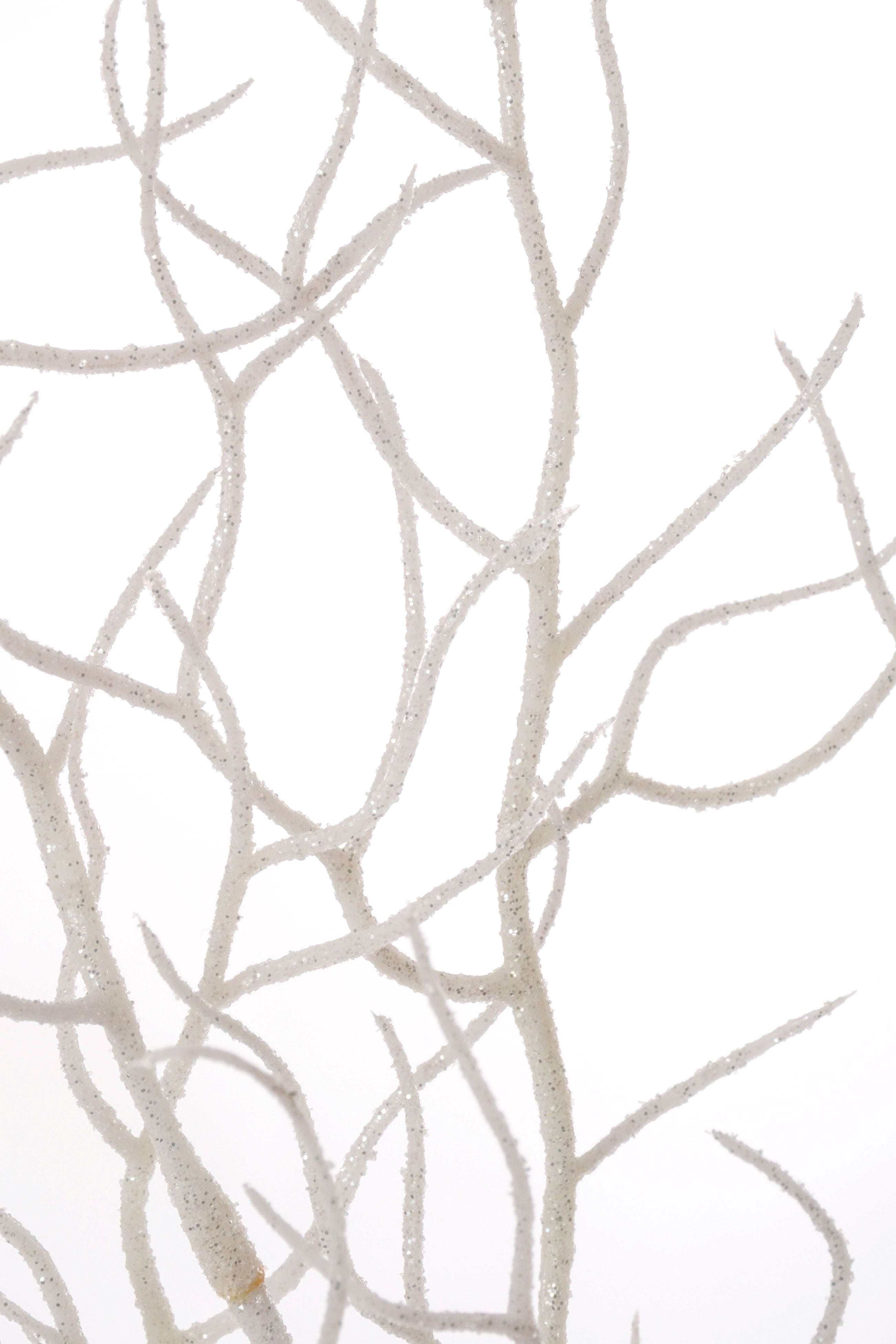 34" Glitter Twig Spray White