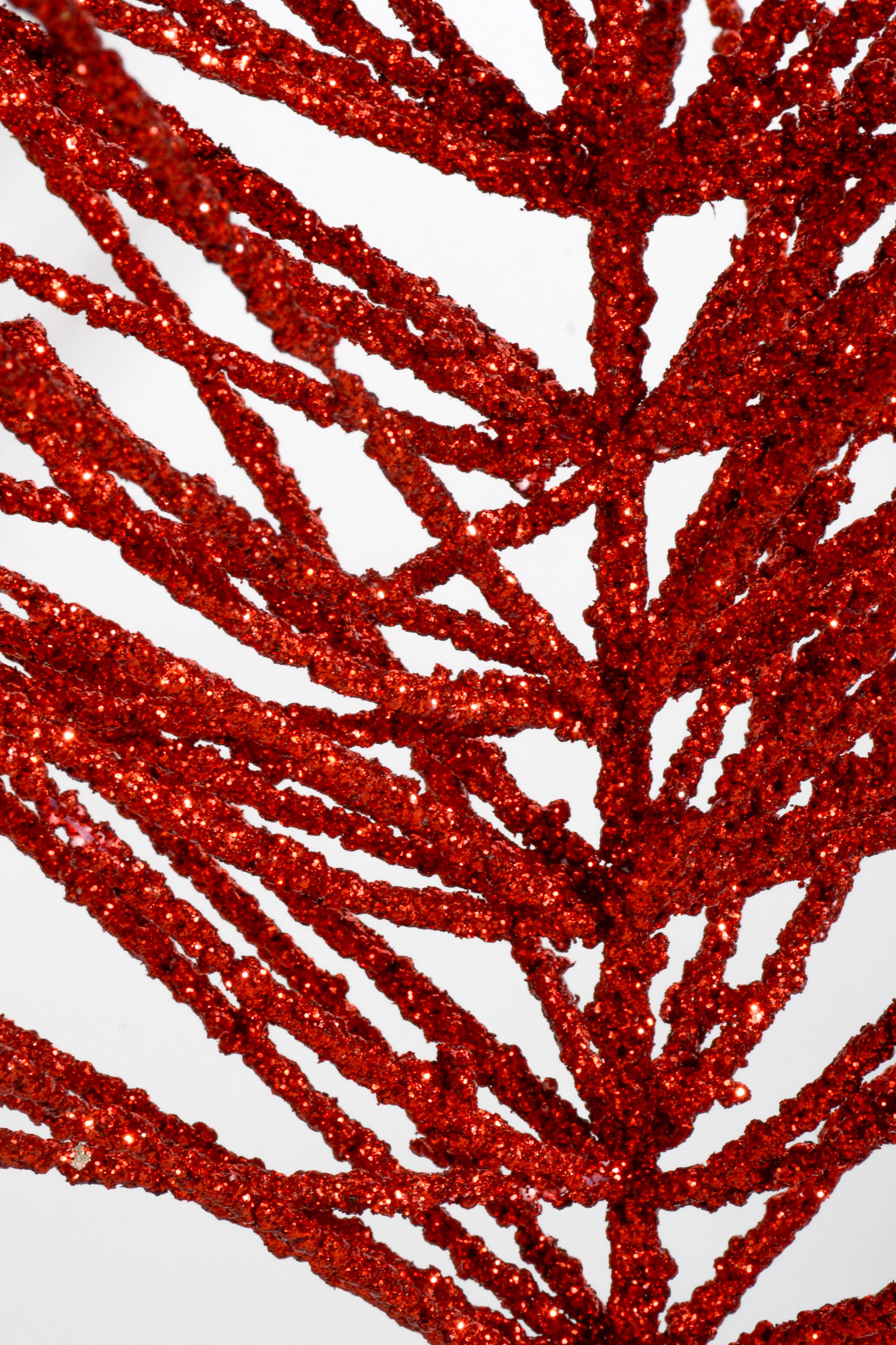 24" Glitter Pine Needle Berry Stem Red