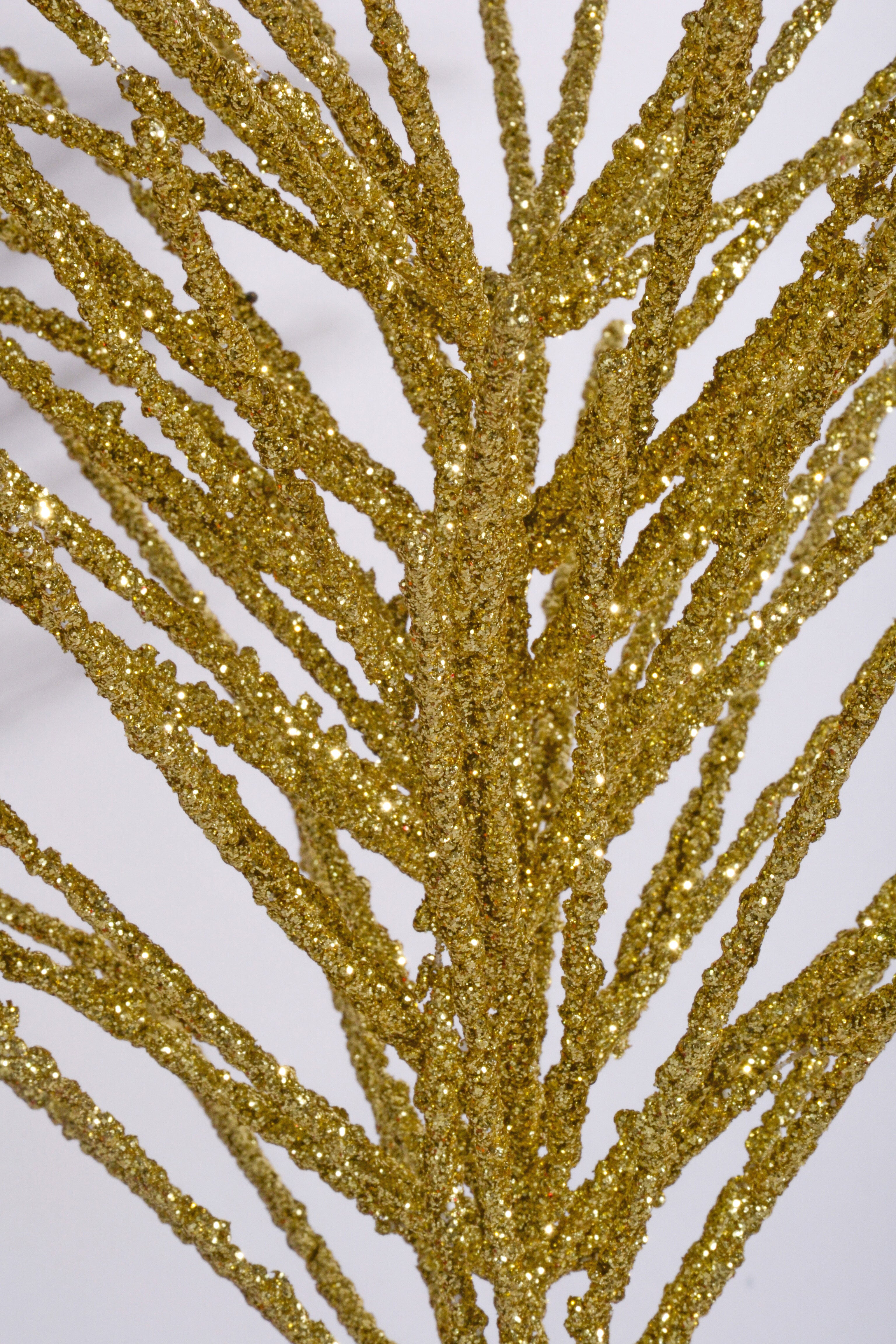 24" Glitter Pine Needle Berry Stem Gold