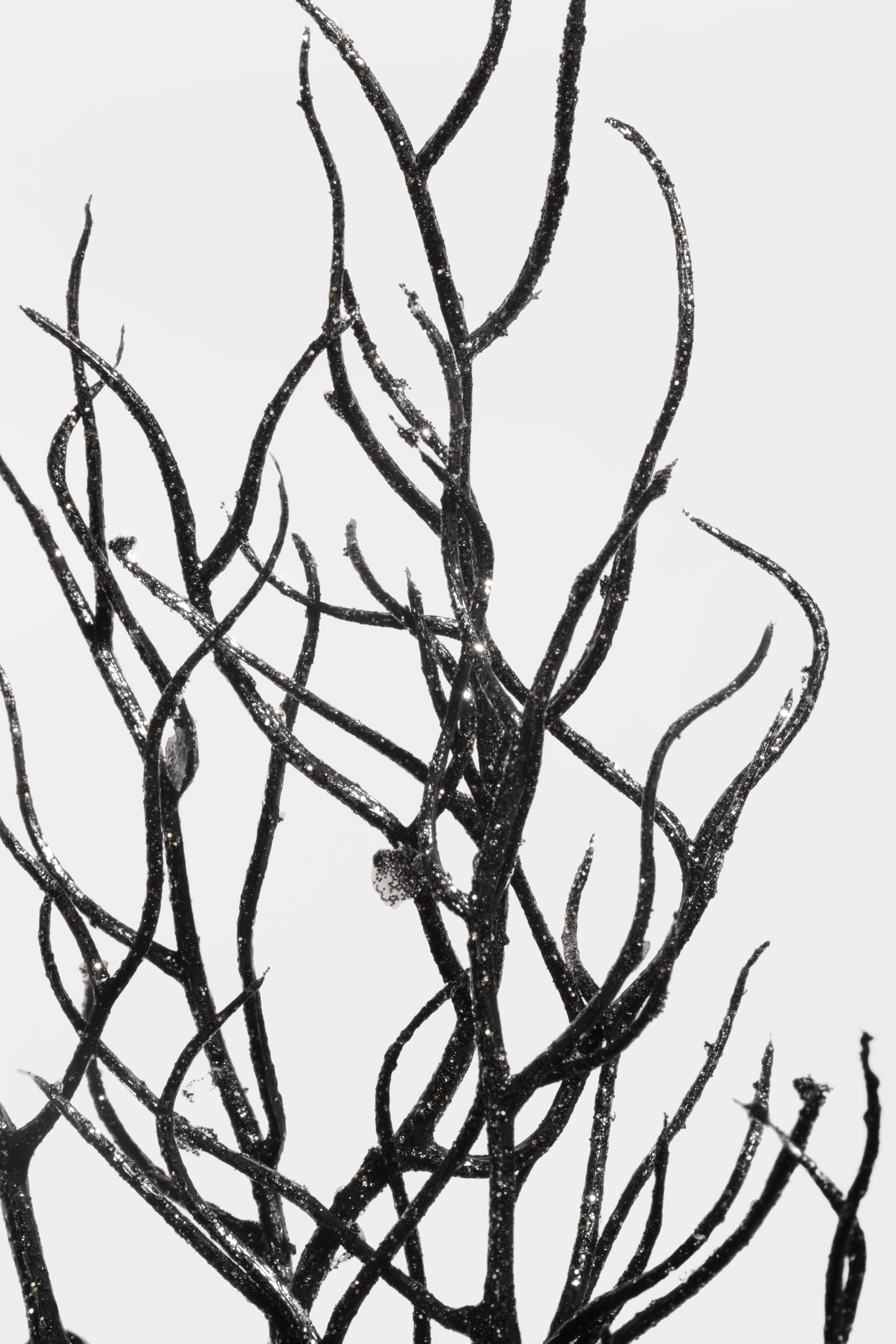 34" Glitter Twig Spray Black