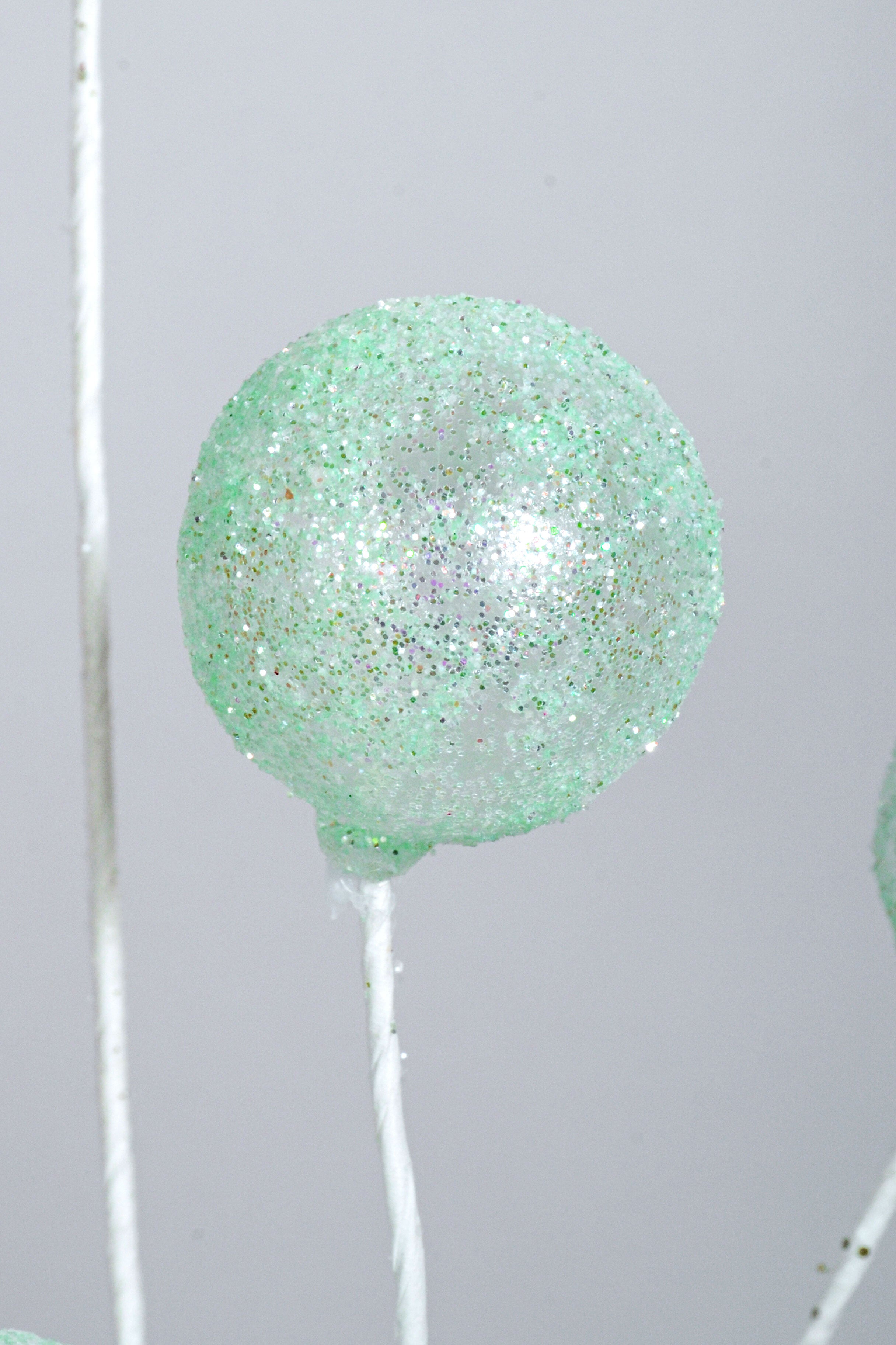 21" Glitter Sugar Ball Spray Mint Green