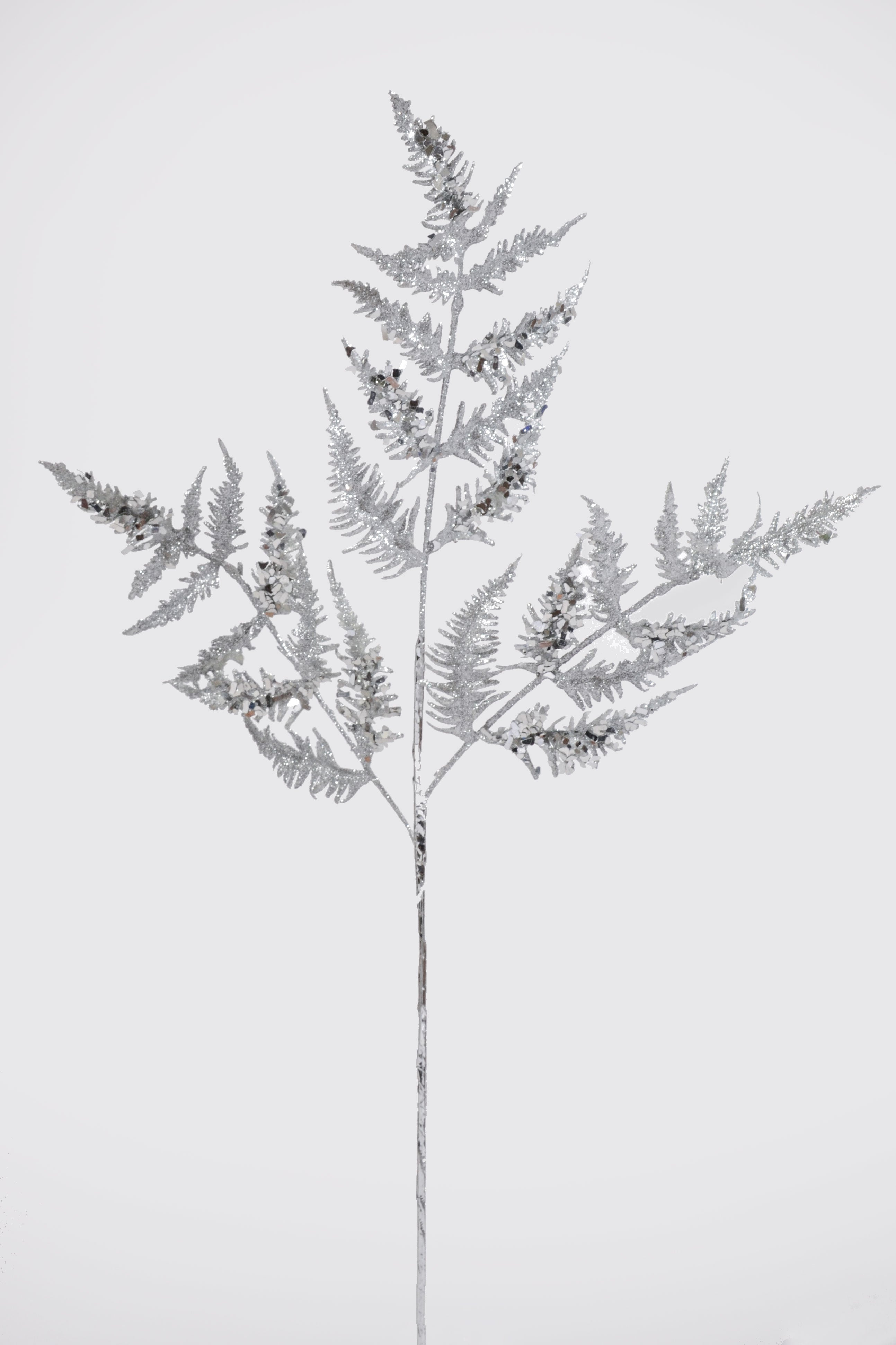 31" Metallic Leaf Spray With Glitter Silver