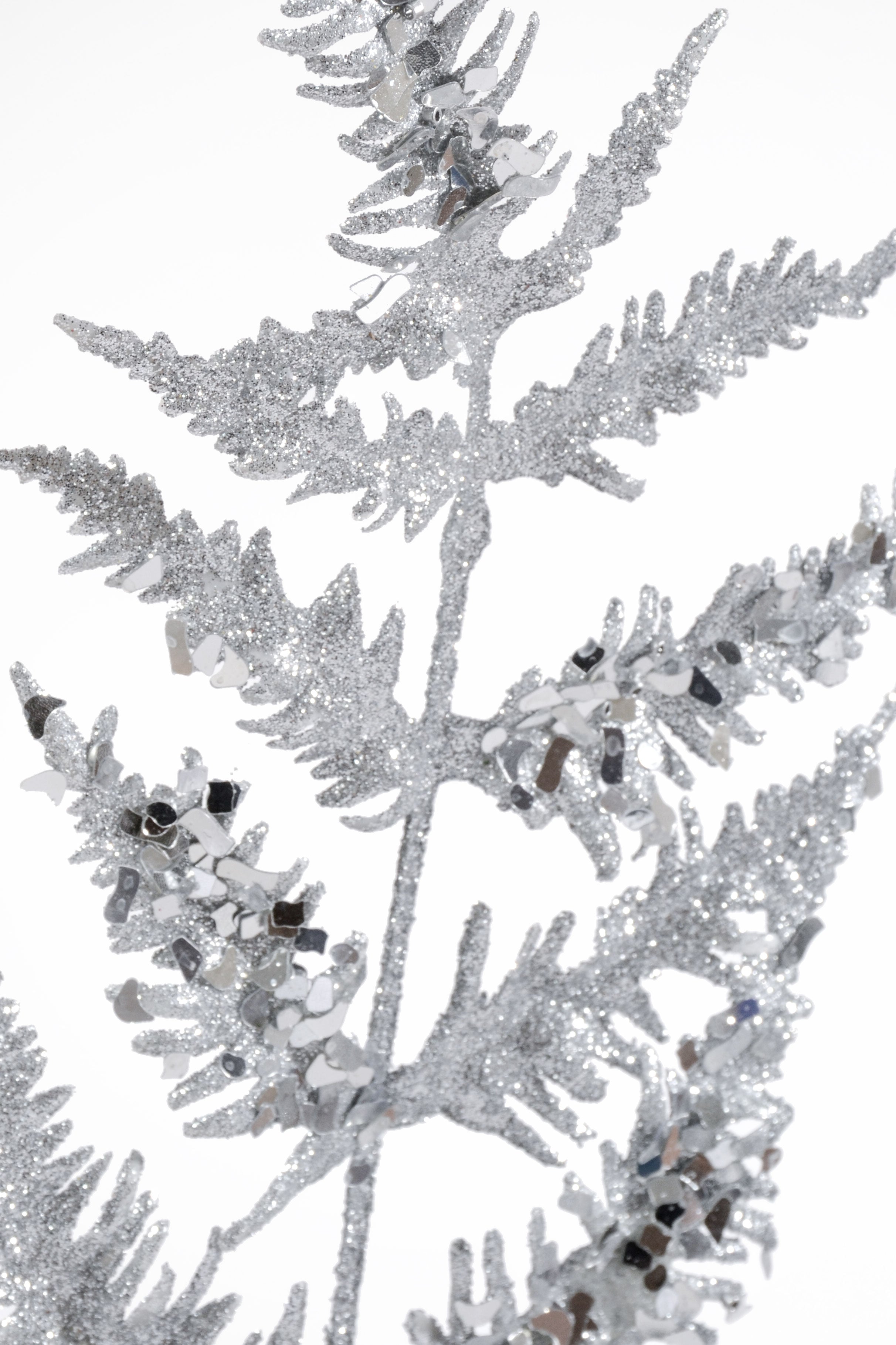 31" Metallic Leaf Spray With Glitter Silver