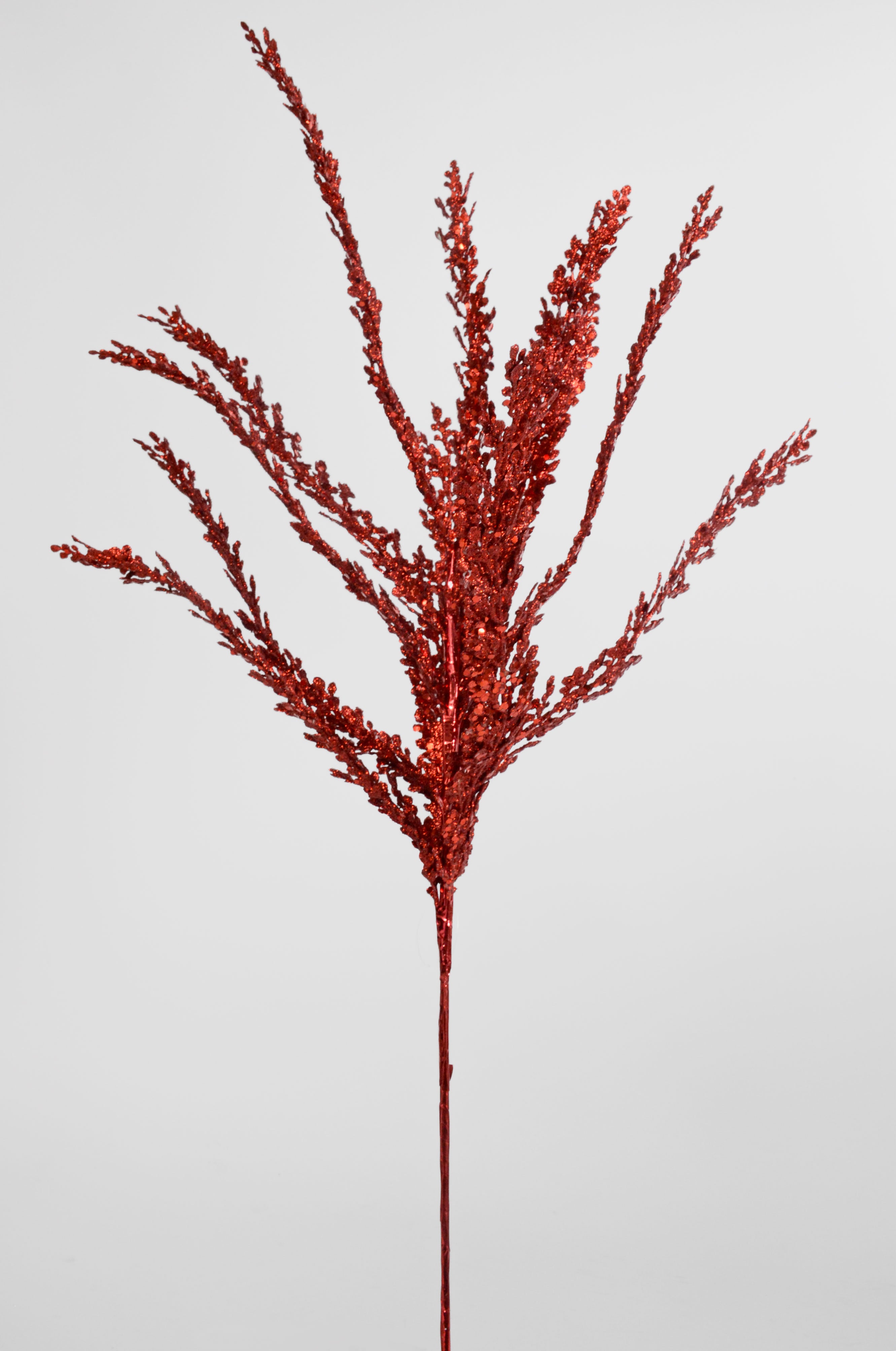 29" Glitter Fern Bush Red