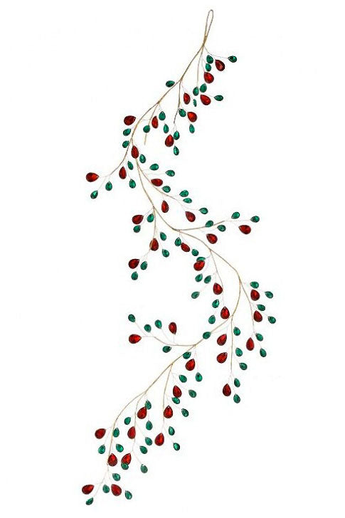 48" Metal Jewel Garland Red/Green