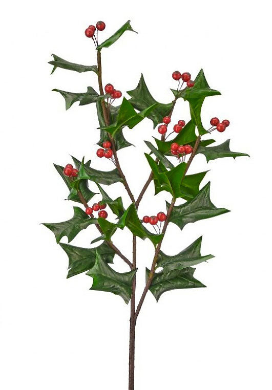 32" Uv Fresh Cut Holly Spray Green/red