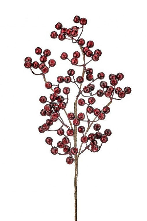 23" Metallic Glitter Berry Spray Burgundy