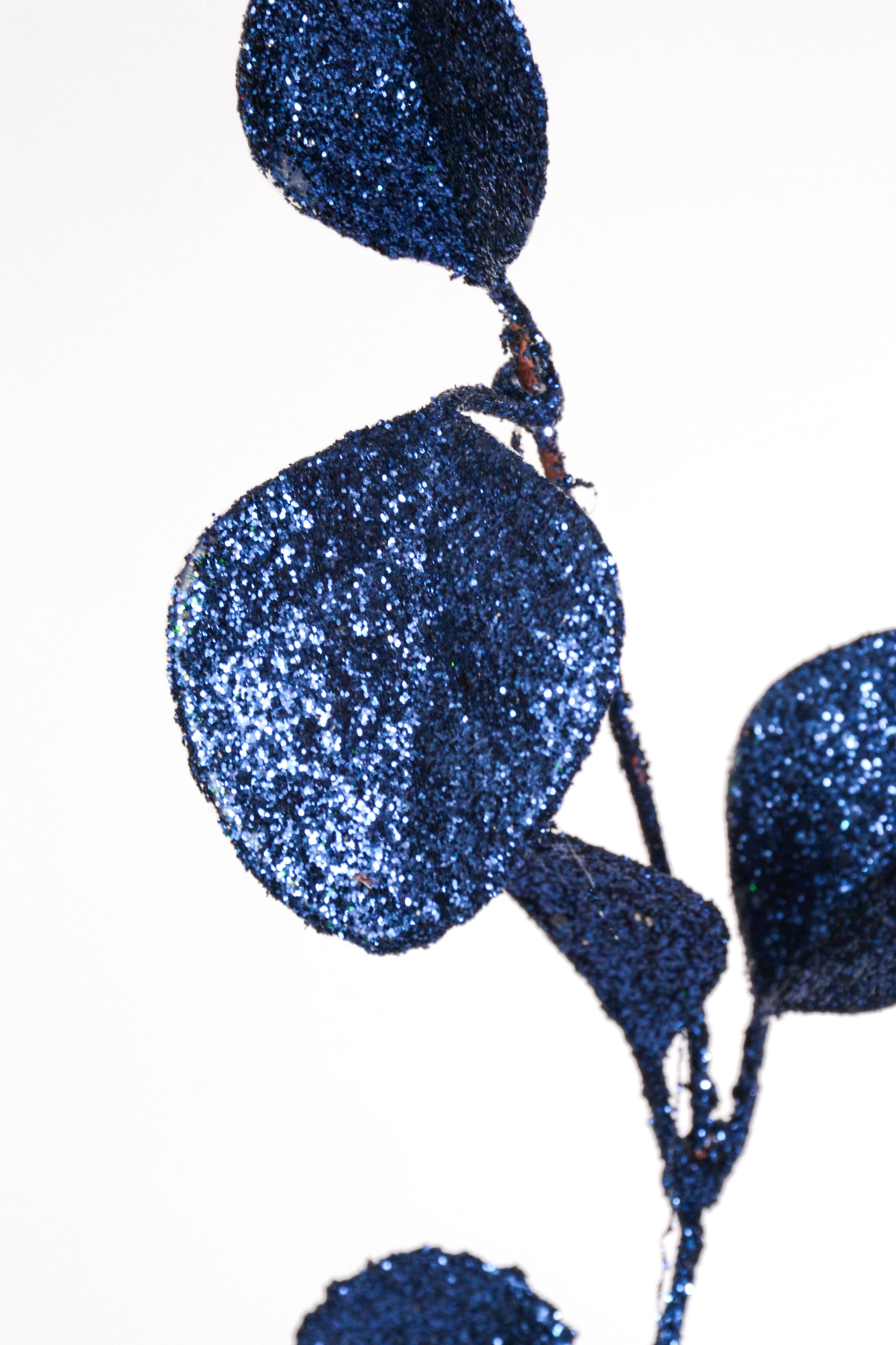 36" Glitter Leaf Spray Midnight Blue