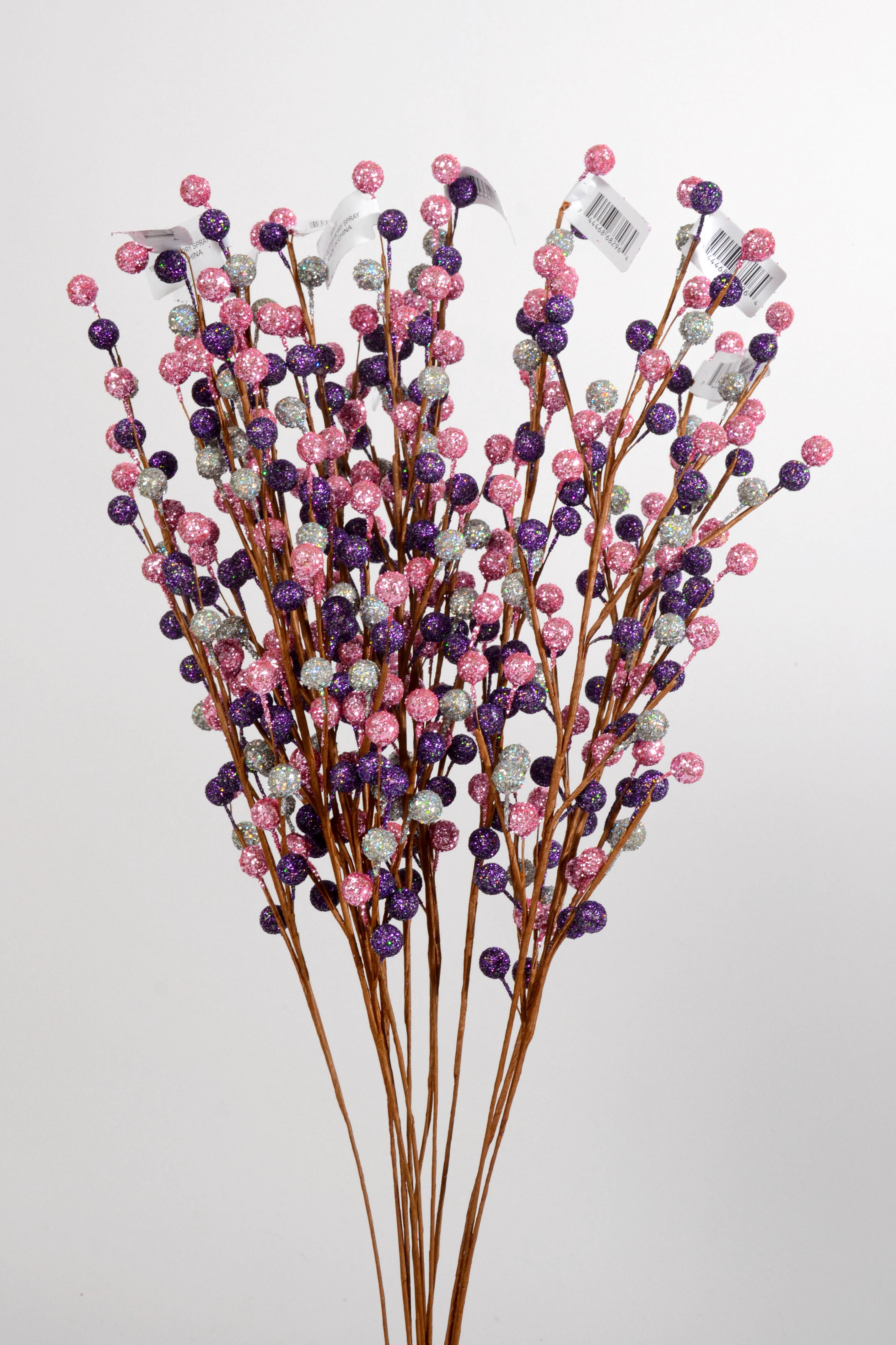 19" Glitter Berry Spray PKG12 Assorted
