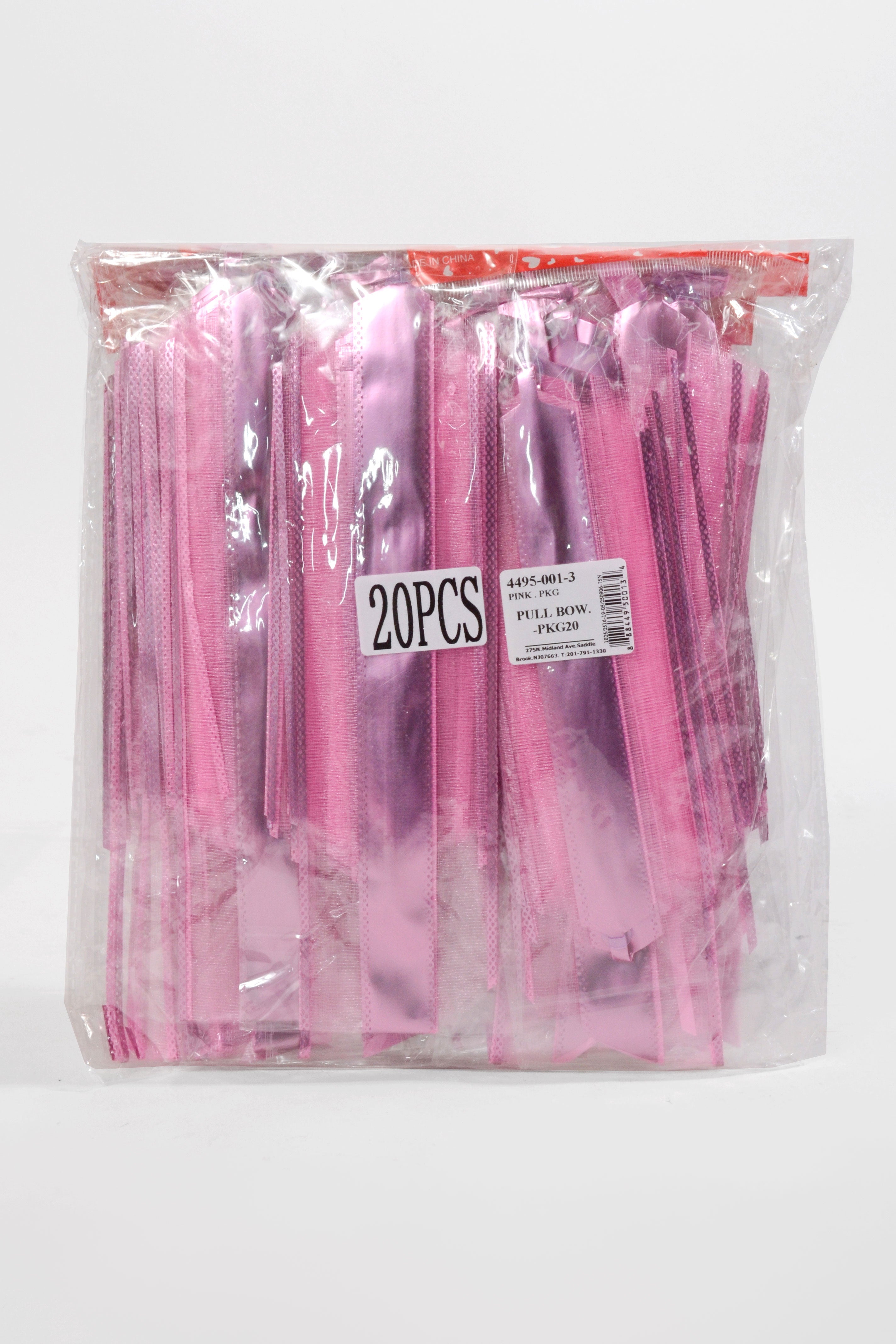 Organza Pull Bow Pink Pkg/20