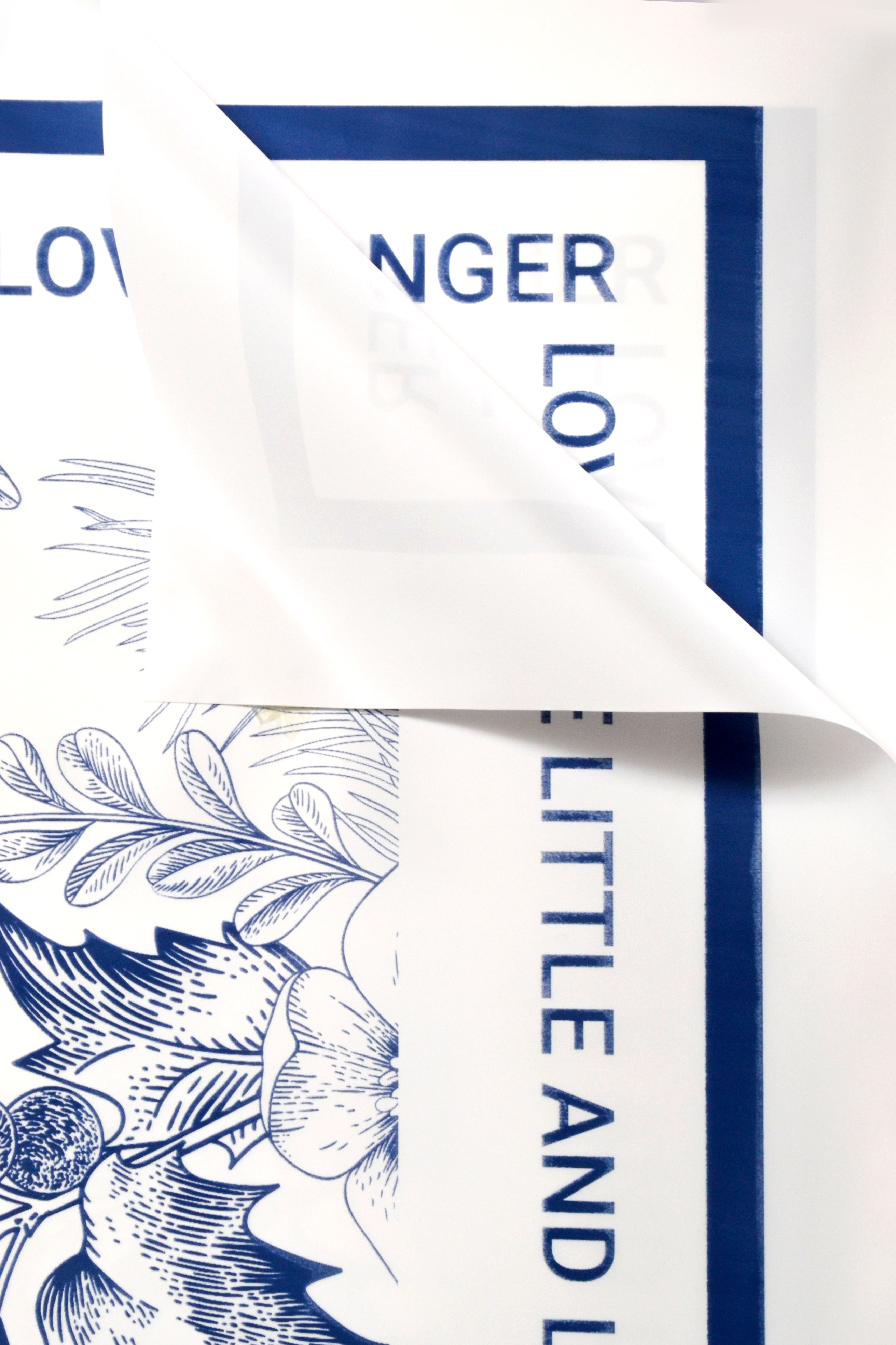 22.5" Flower Wrapping Paper White/Blue Pkg/20