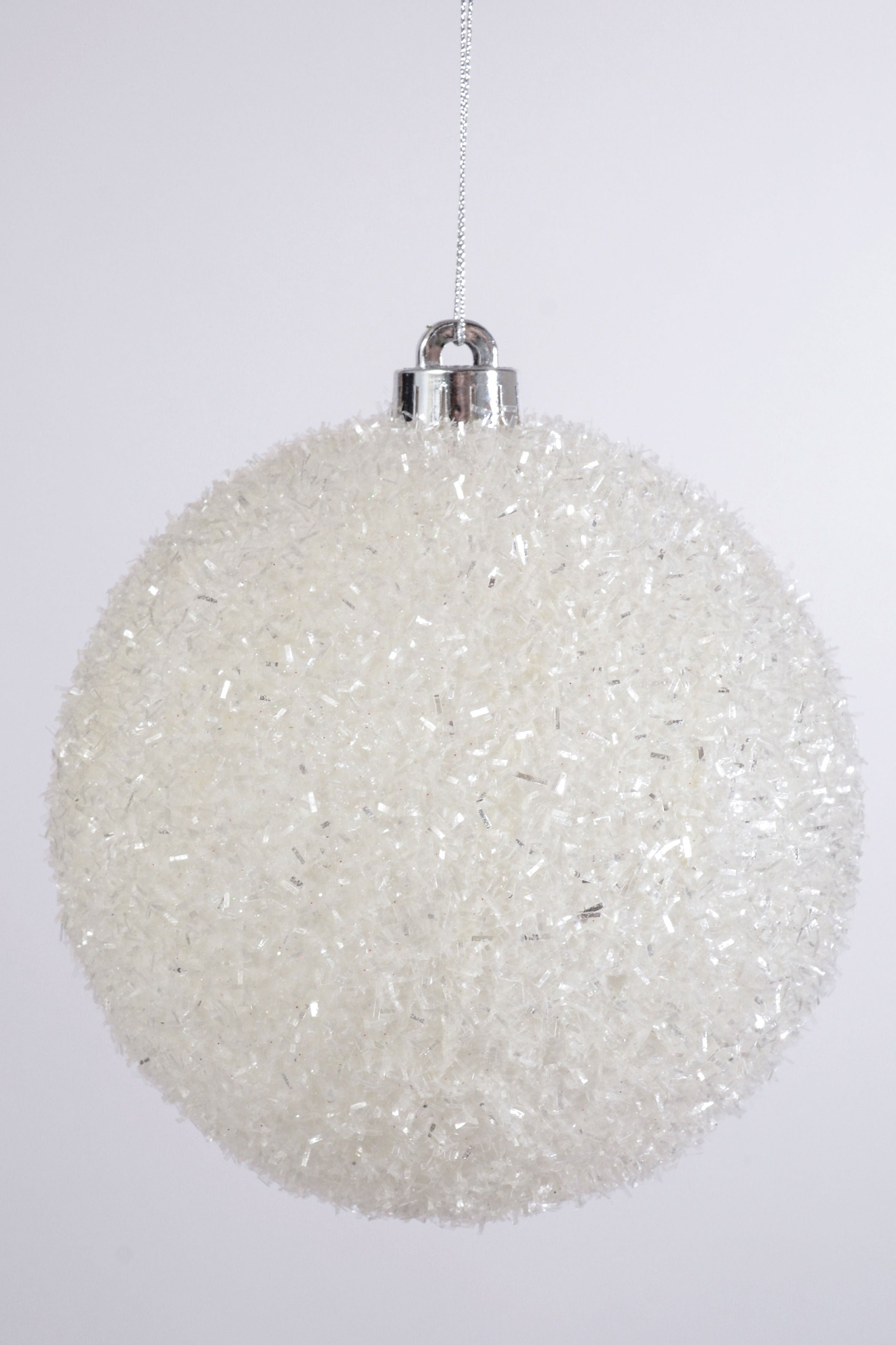 150MM VP Sparkle Tinsel Ball Ornament BX2 White