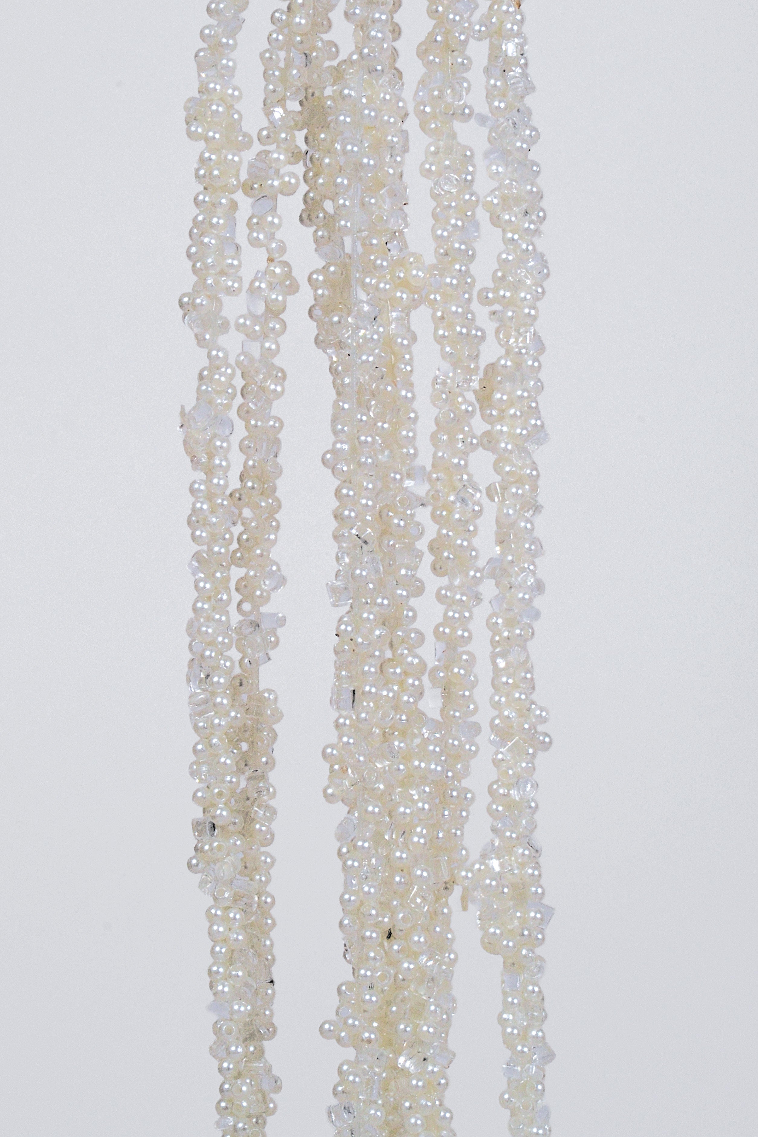 35" Hanging Pearlized Bead Spray White