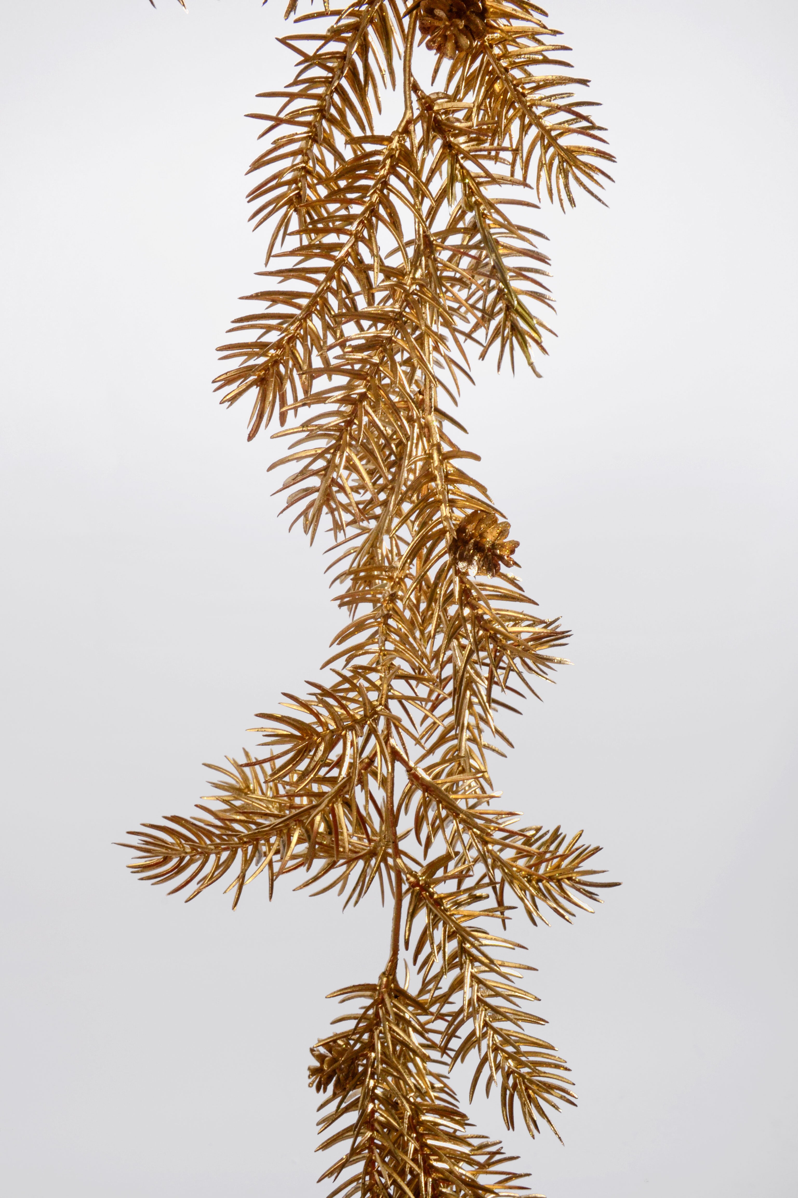 6Ft Pine Garland With Cone Gold