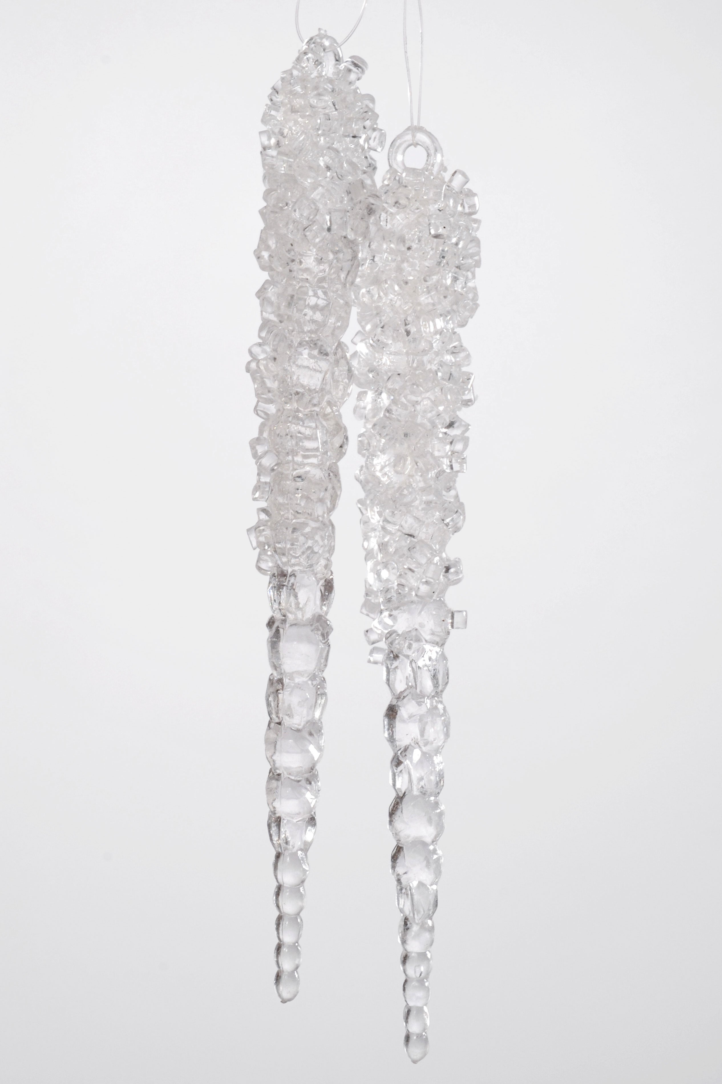 6" Icicles With Bead Clear Pkg2