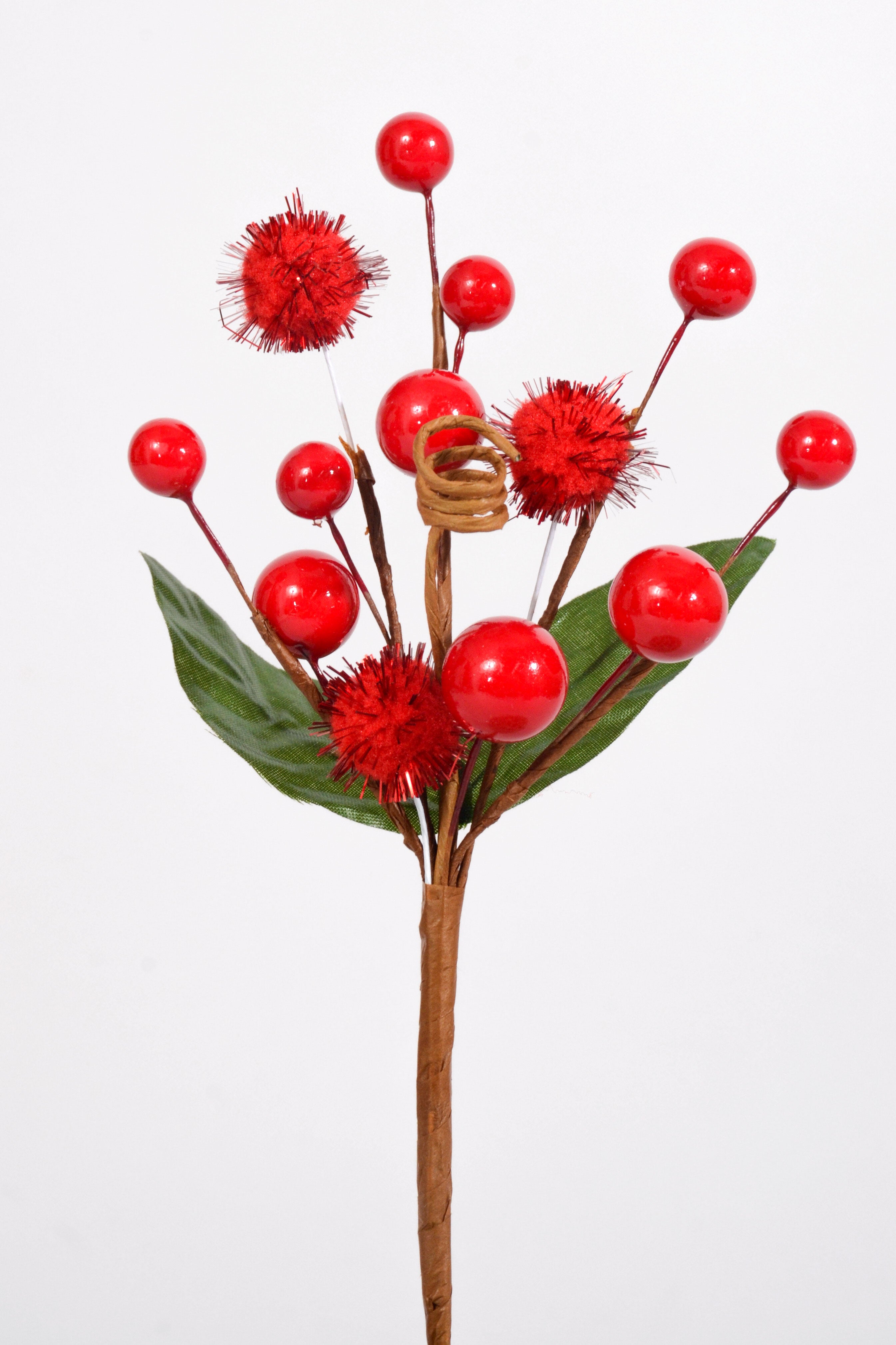 7.5" Berry Pompom Pick Red