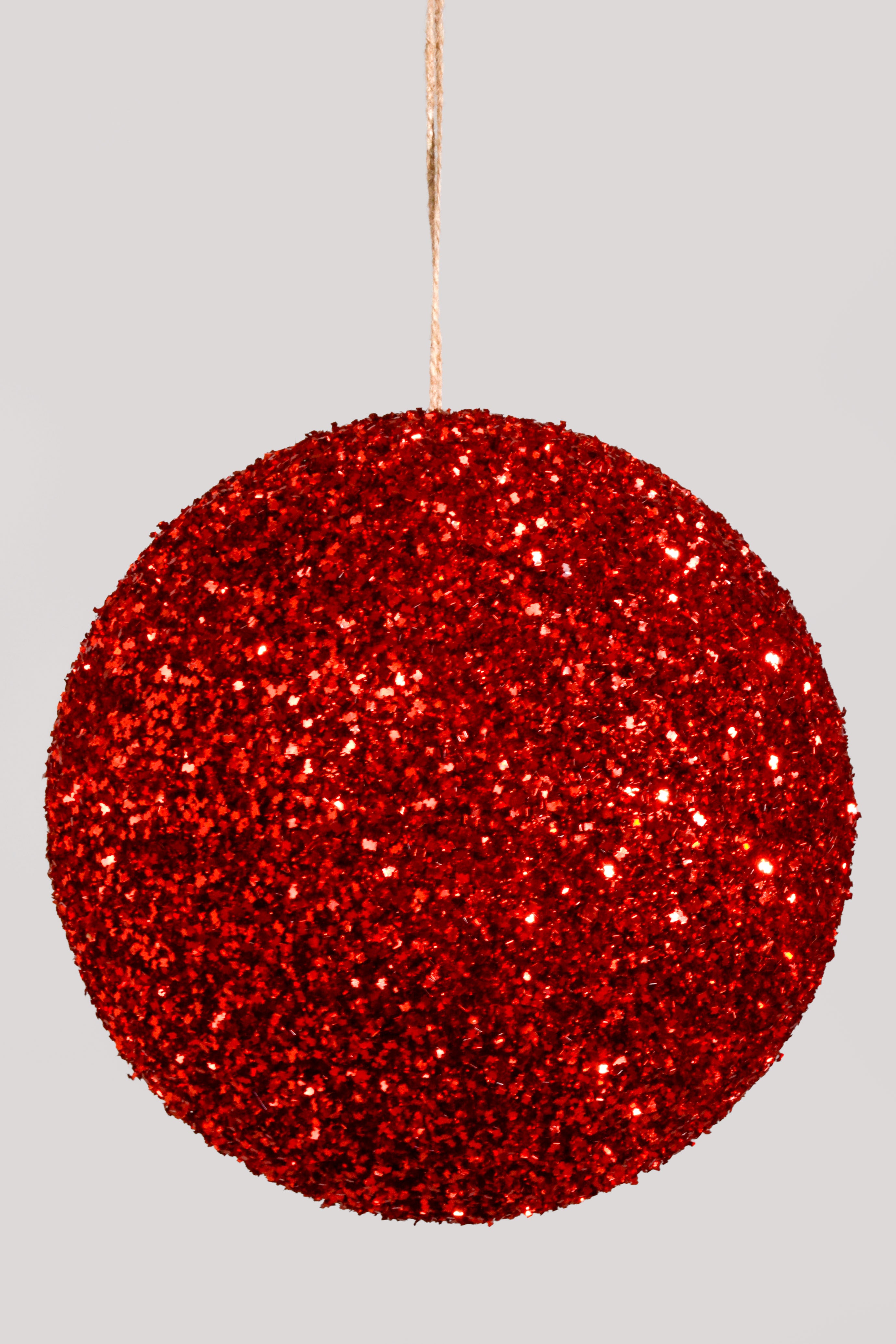 200MM Ball Ornament With Sequin Red
