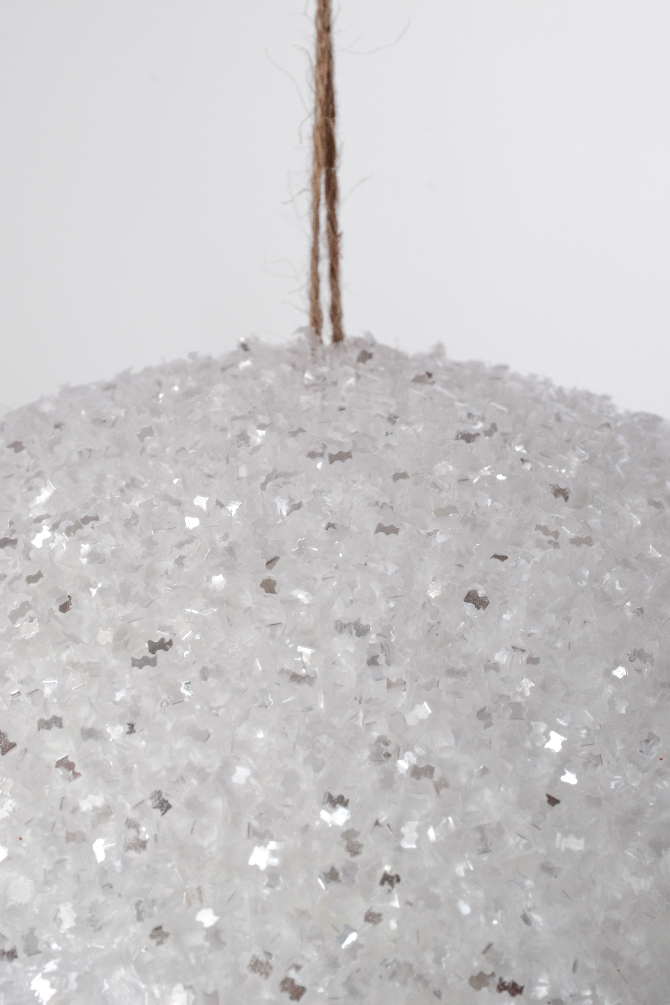 200MM Ball Ornament With Sequin White
