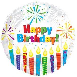 17" Happy Birthday Sparkling Candles Foil Balloon Multi Pkg/10