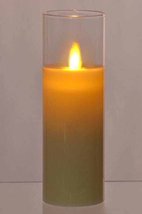 2" x 5.8" Led Glass Pillar Battery Operated Cream