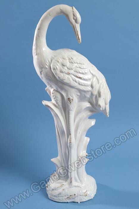 25" Ceramic Crane White