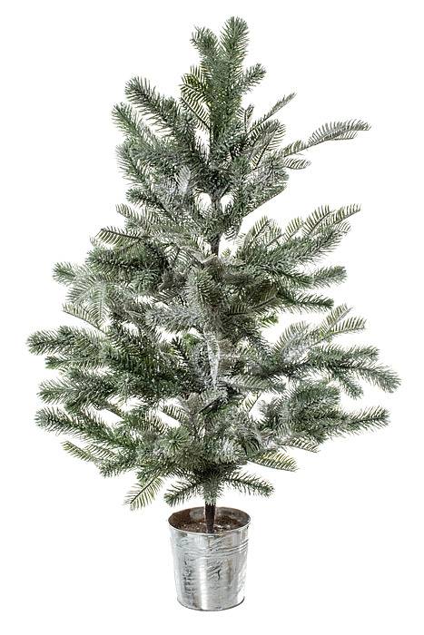 3ft Snow Green Flocked Pine Tree Potted