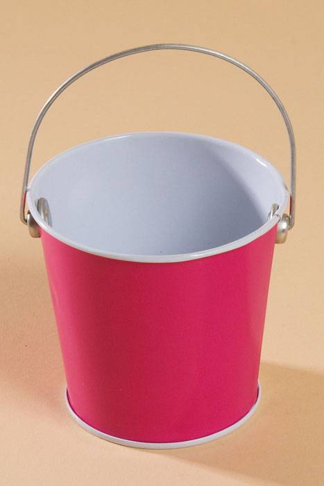 3" X 3.25" Metal Bucket W/handle Fuchsia