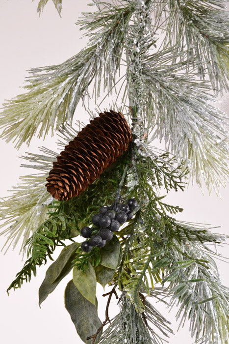 52" Frost Pine Cedar Leaf Garland Frosted Green Brown