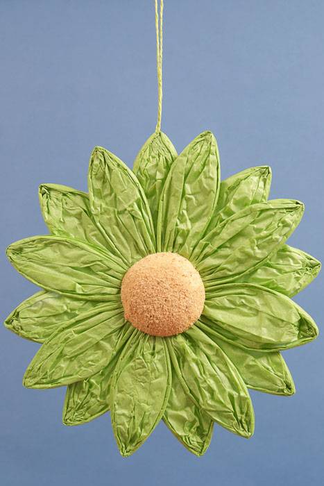 9.5" Hanging Paper Flower Green
