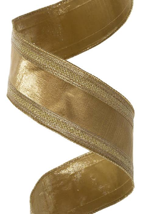 2.5" X 10yds Faux Met Dupion Stripe Edge Gold