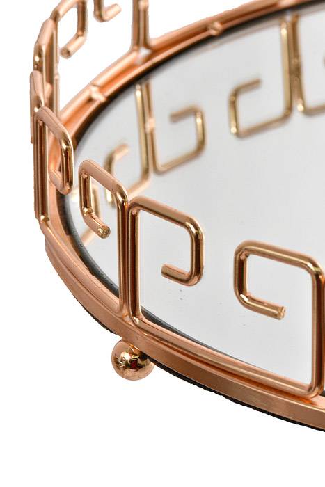 13" Metal/mirror Round Tray Gold