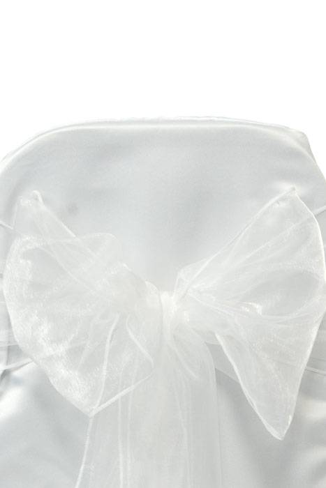 9" X 10ft Organza Chair Bow White Pkg/6