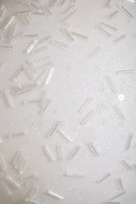 150Mm Beaded/Glitter Ball Ornament White Pkg/2