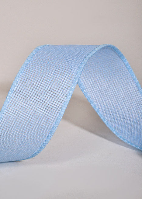 1.5" X 10Yds Wired Poly Linen Ribbon Light Blue