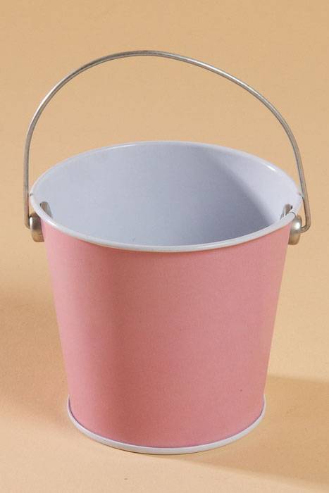 3" X 3.25" Metal Bucket W/handle Pink