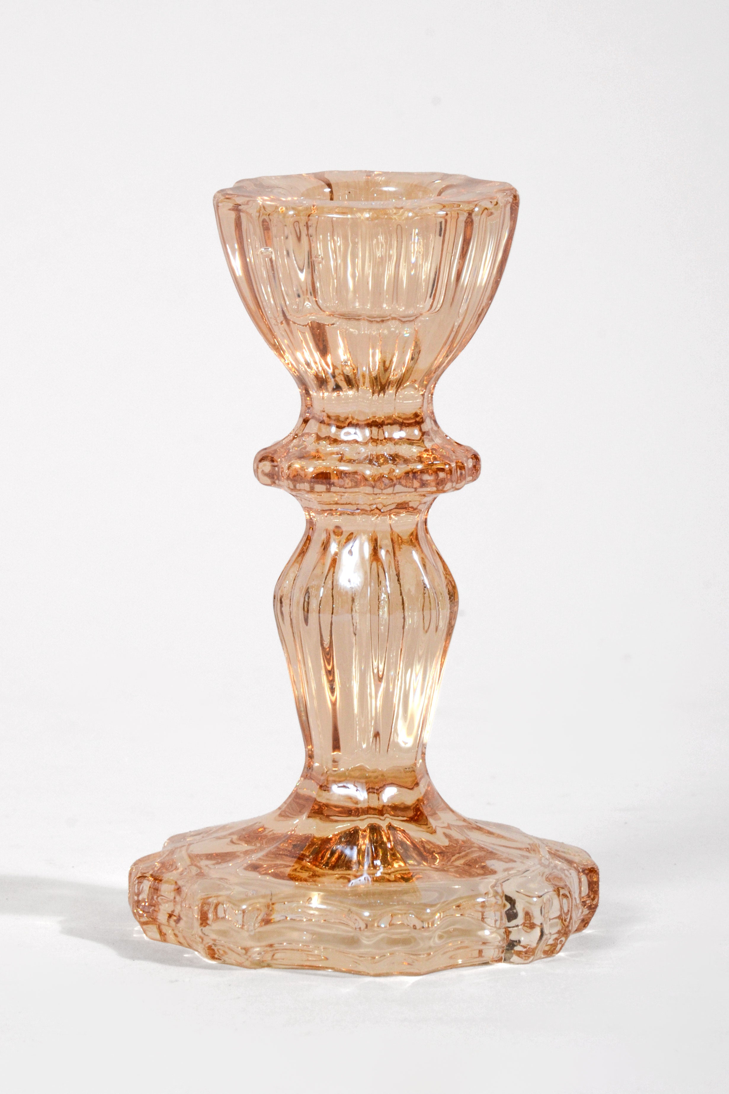 4.25" Glass Candle Holder Light Brown