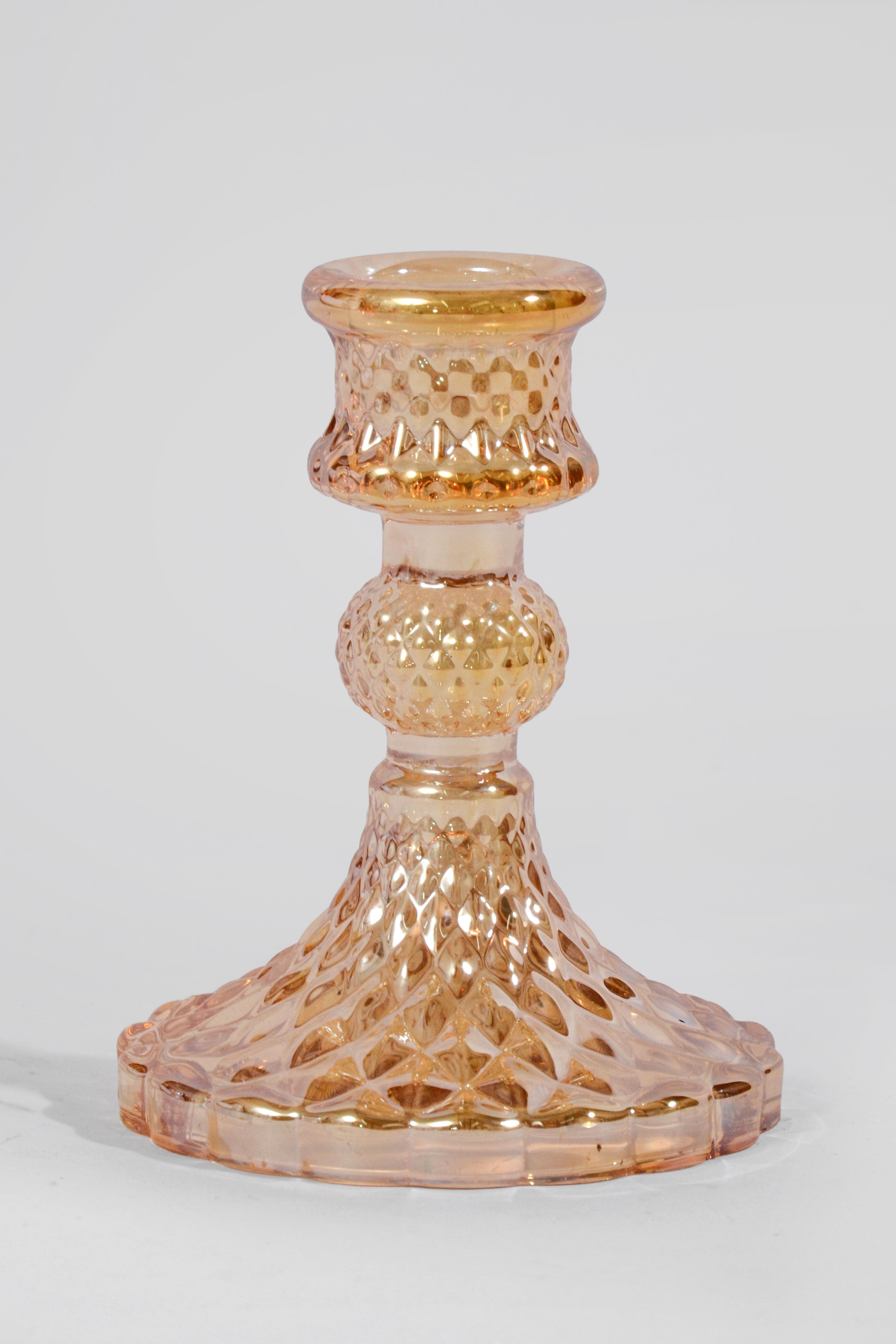 4" Glass Candle Holder Light Brown