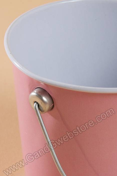 3" X 3.25" Metal Bucket W/handle Pink