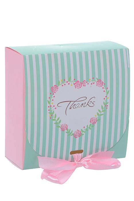 4.5" X 4.5" X 2" Gift Box W/pink Ribbon Green Pkg/12