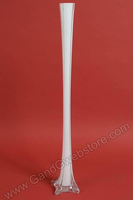 28" Eiffel Tower Glass Vase White